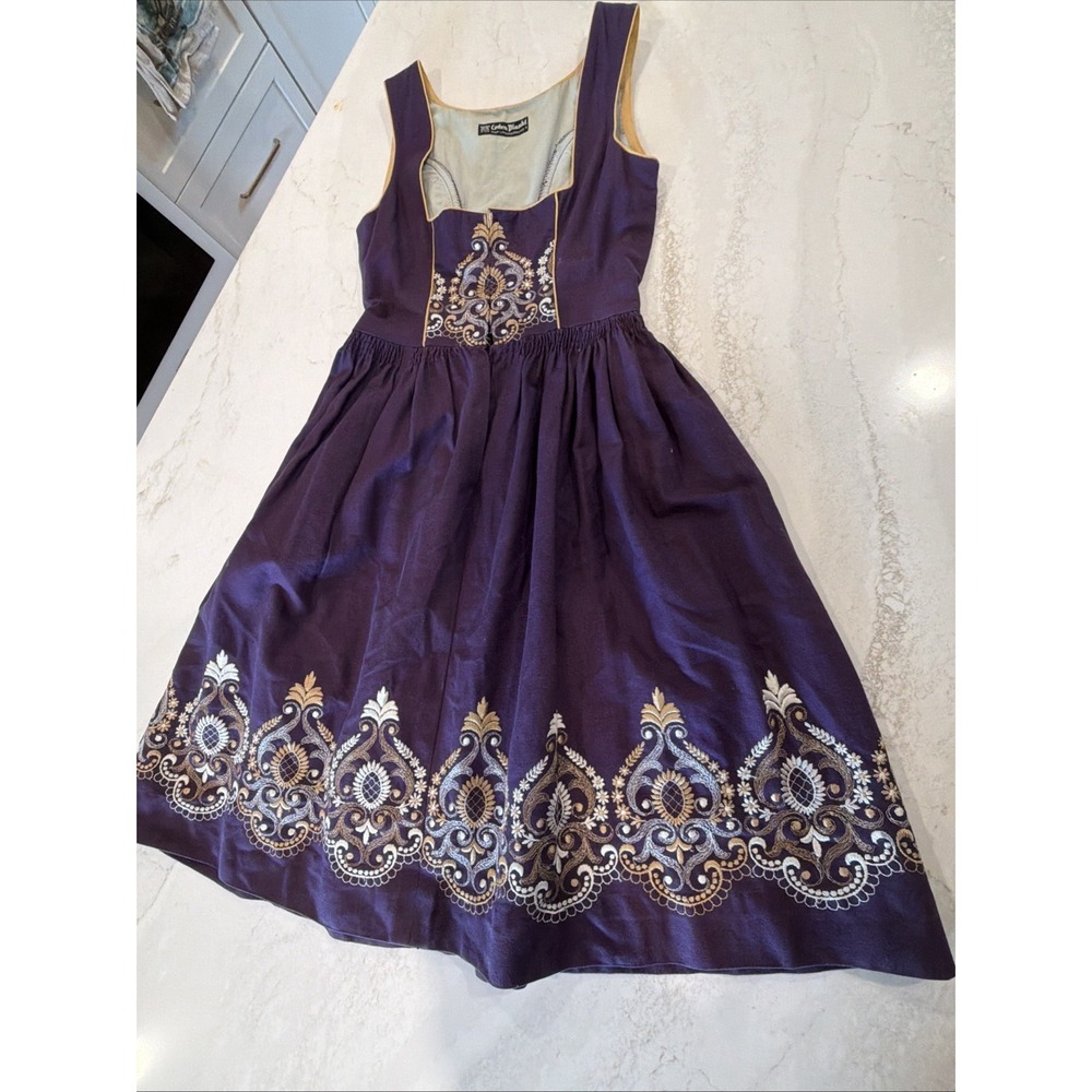 Vintage Loden Plankl Purple Embroidered Alpine Suit Women XS Oktoberfest Dirndl